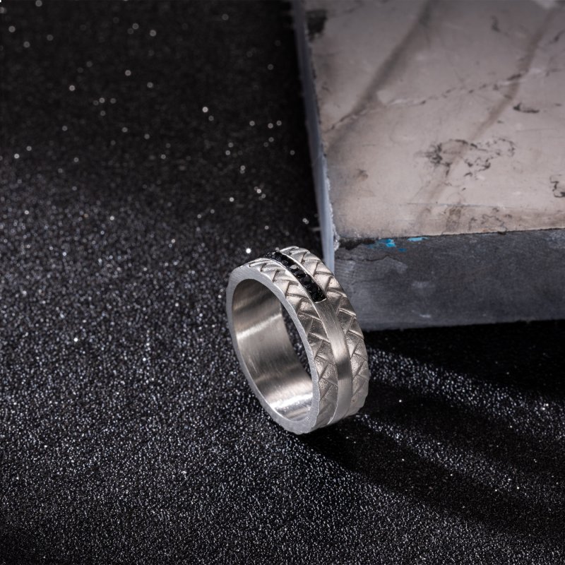 Black Cross Stainless Steel Woven Ring