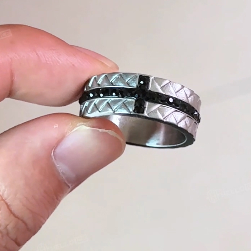 Black Cross Stainless Steel Woven Ring