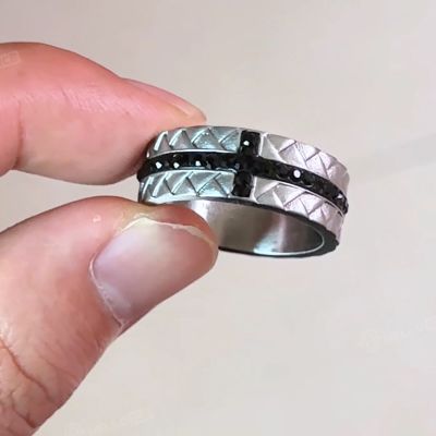 Black Cross Stainless Steel Woven Ring