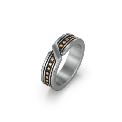 Golden Dots Stainless Steel Band Ring