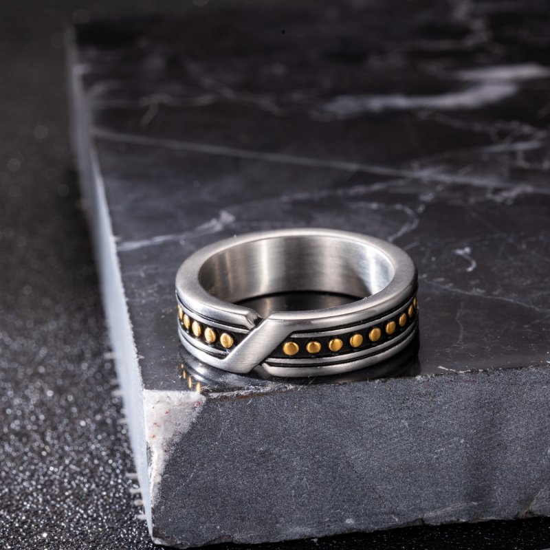 Golden Dots Stainless Steel Band Ring
