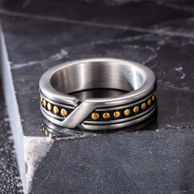 Golden Dots Stainless Steel Band Ring