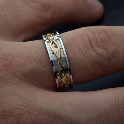Crown of Thorns Rotatable Men's Wedding Band