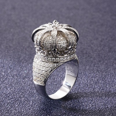 Iced 3D Crown Ring