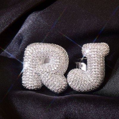 Iced Out Bubble A-Z Letters Open Ring