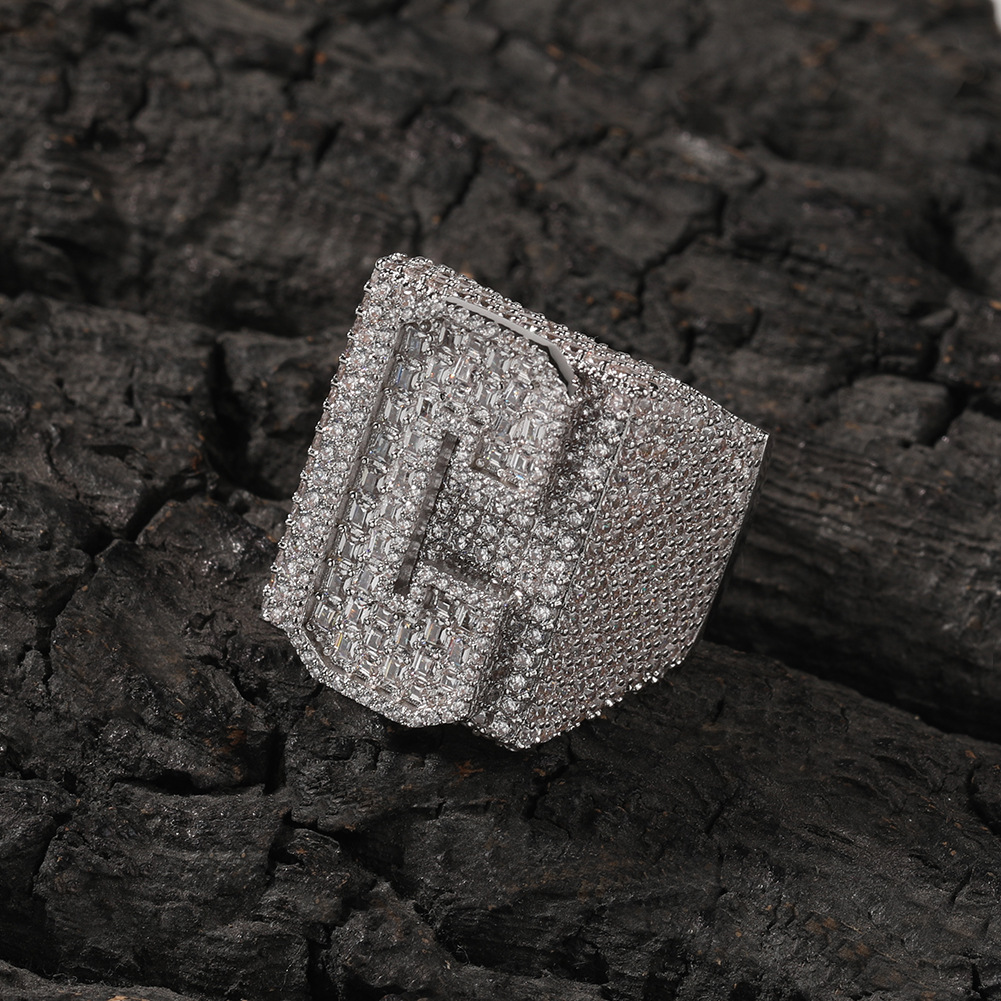 Iced Out Baguette Cut Letters&Numbers Ring