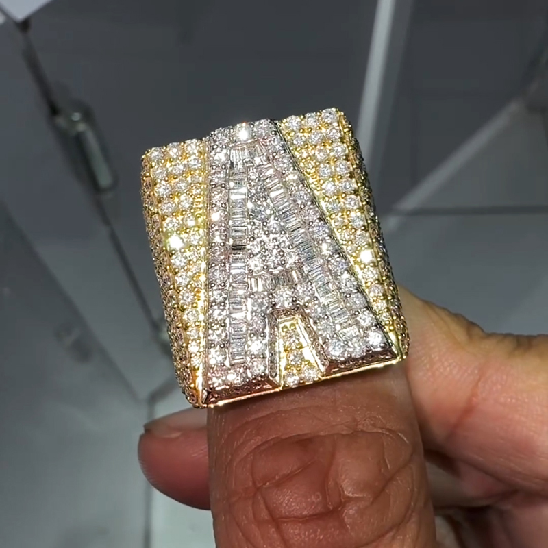 Iced Out Baguette Cut Letters&Numbers Ring