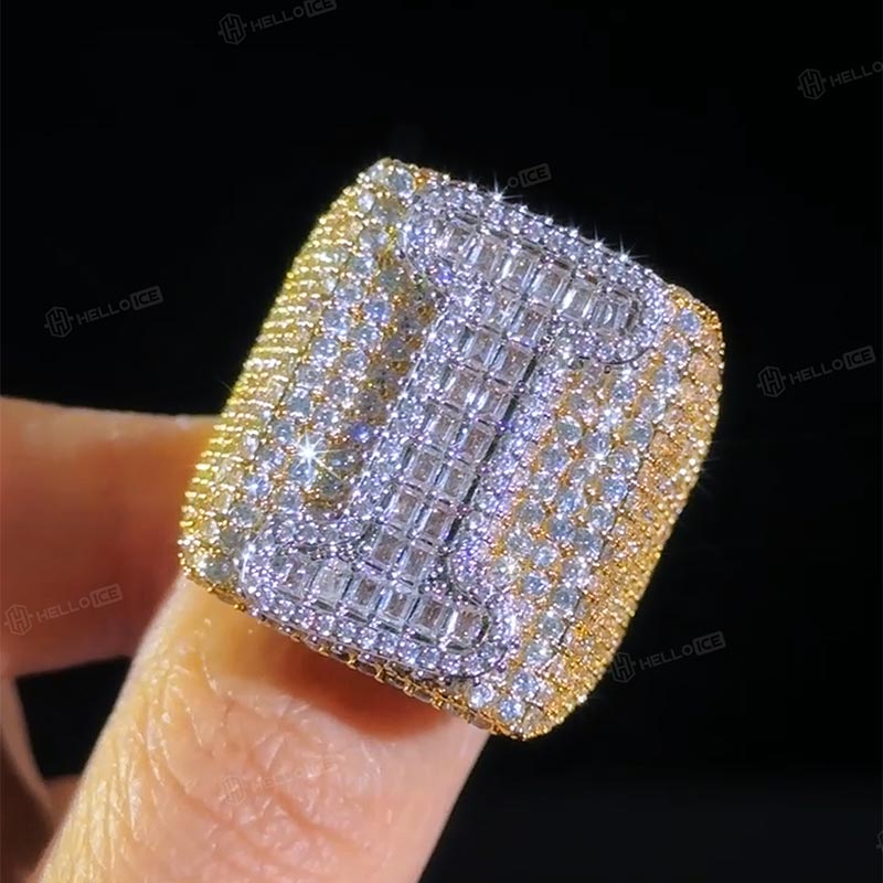 Iced Out Baguette Cut Letters&Numbers Ring