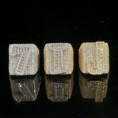 Iced Out Baguette Cut Letters&Numbers Ring