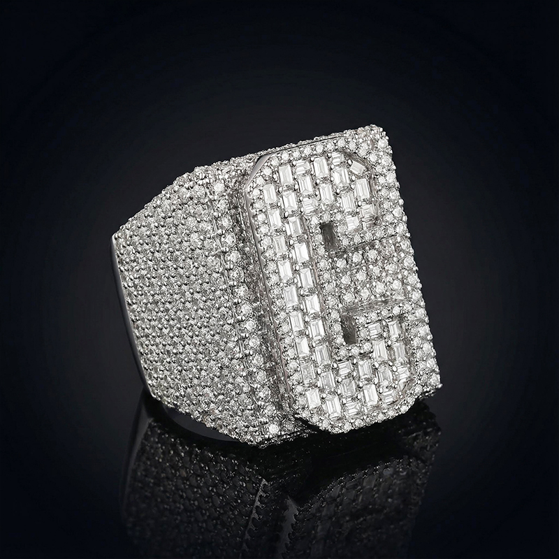 Iced Out Baguette Cut Letters&Numbers Ring