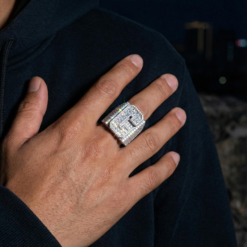 Iced Out Baguette Cut Letters&Numbers Ring