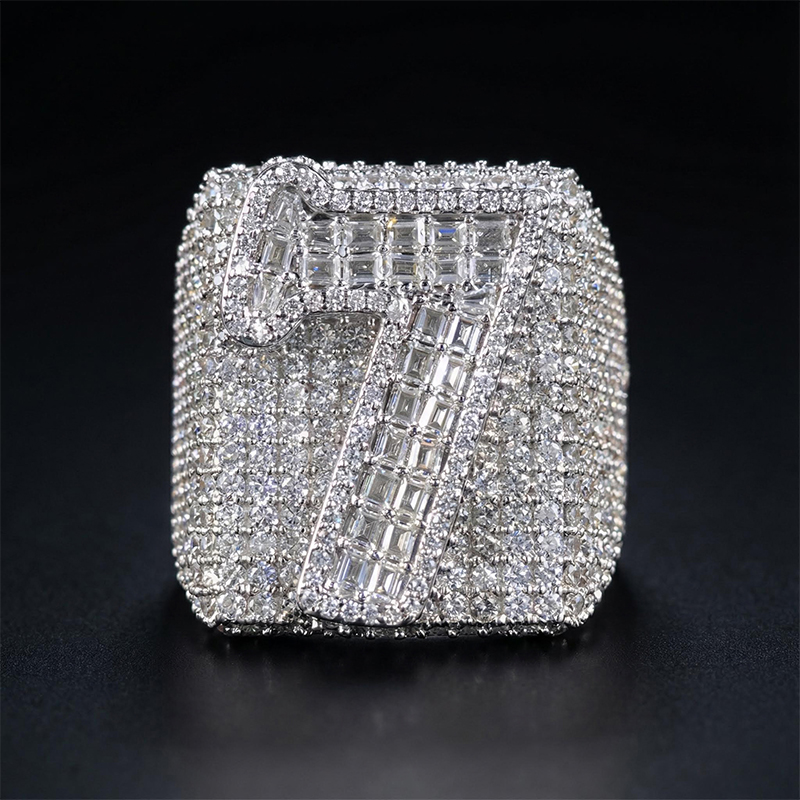 Iced Out Baguette Cut Letters&Numbers Ring
