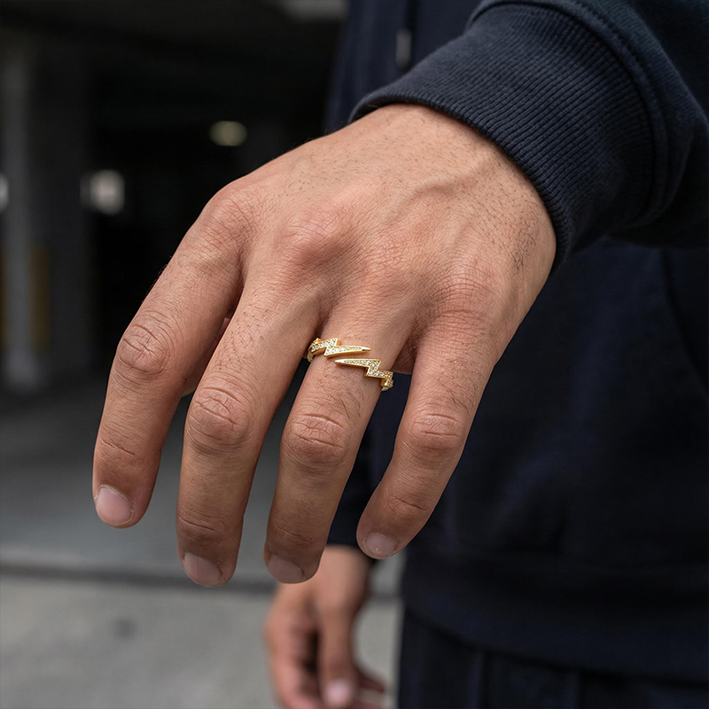 Iced Lightning Open Ring