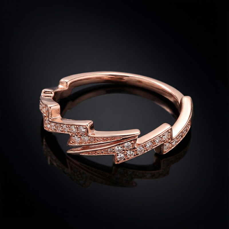 Iced Lightning Open Ring