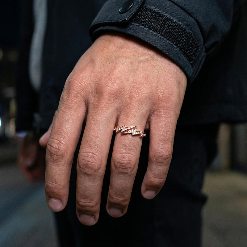 Iced Lightning Open Ring