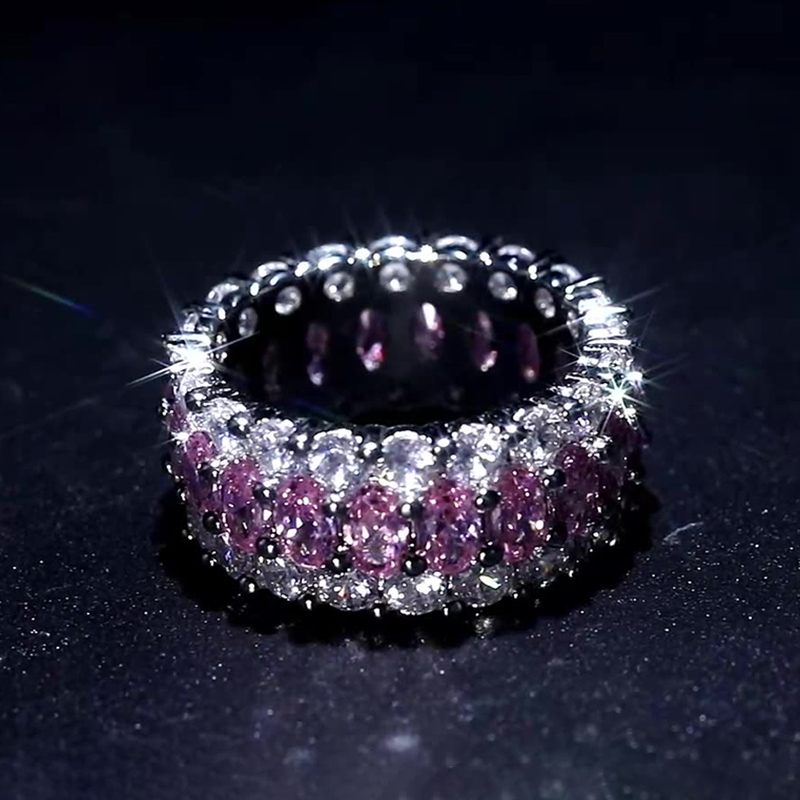 Iced Pink Oval Cut Ring