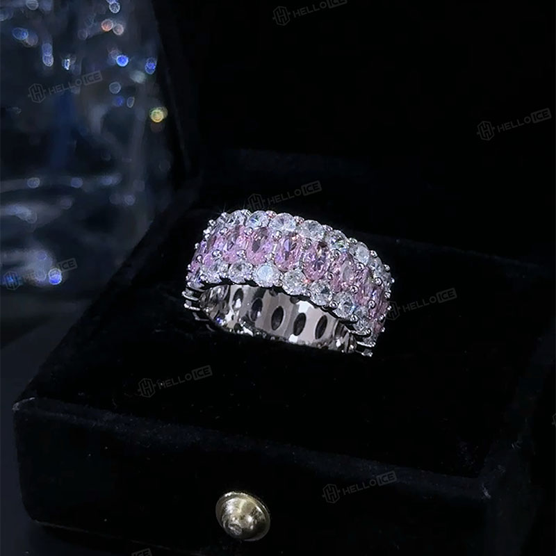 Iced Pink Oval Cut Ring