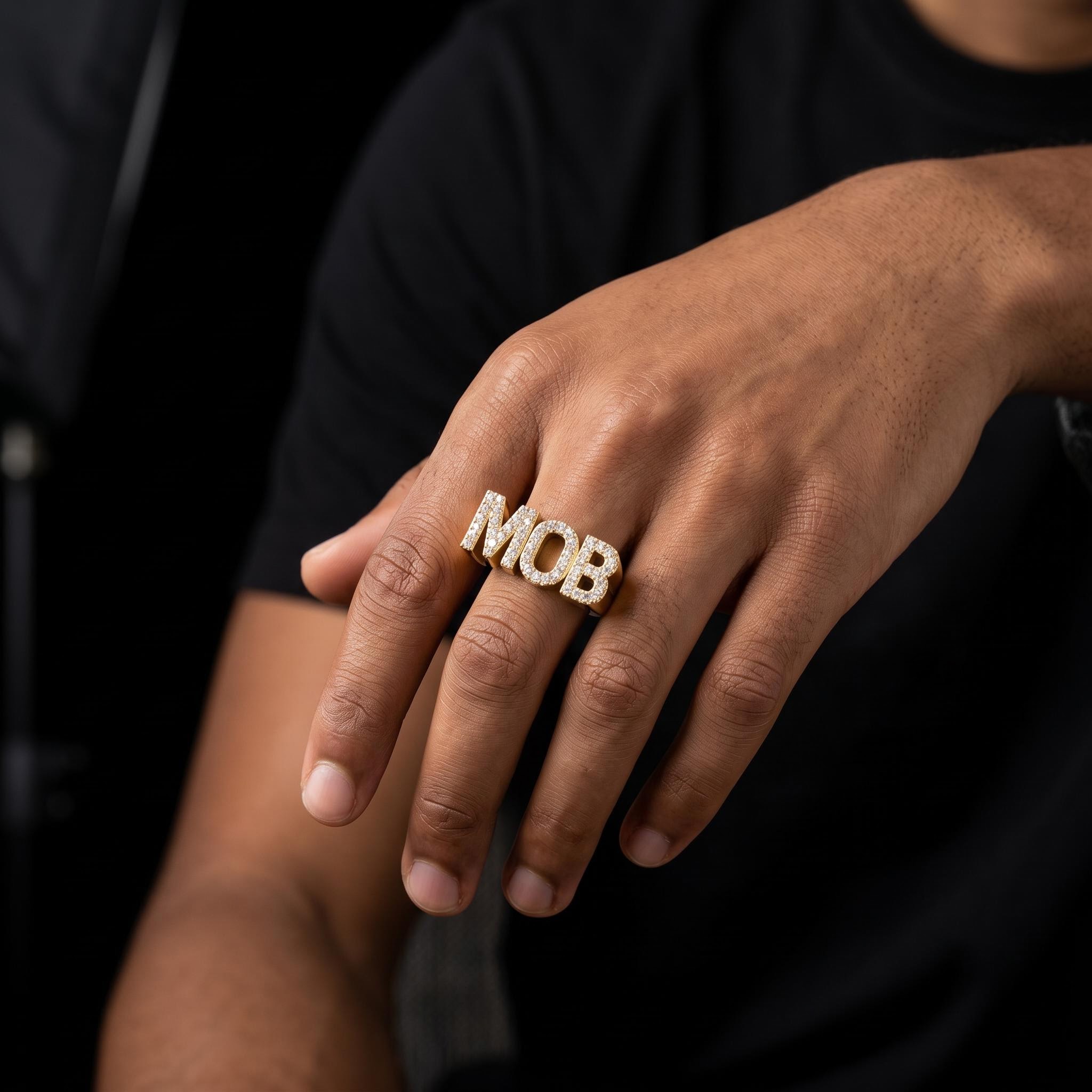 Iced Custom Name Ring