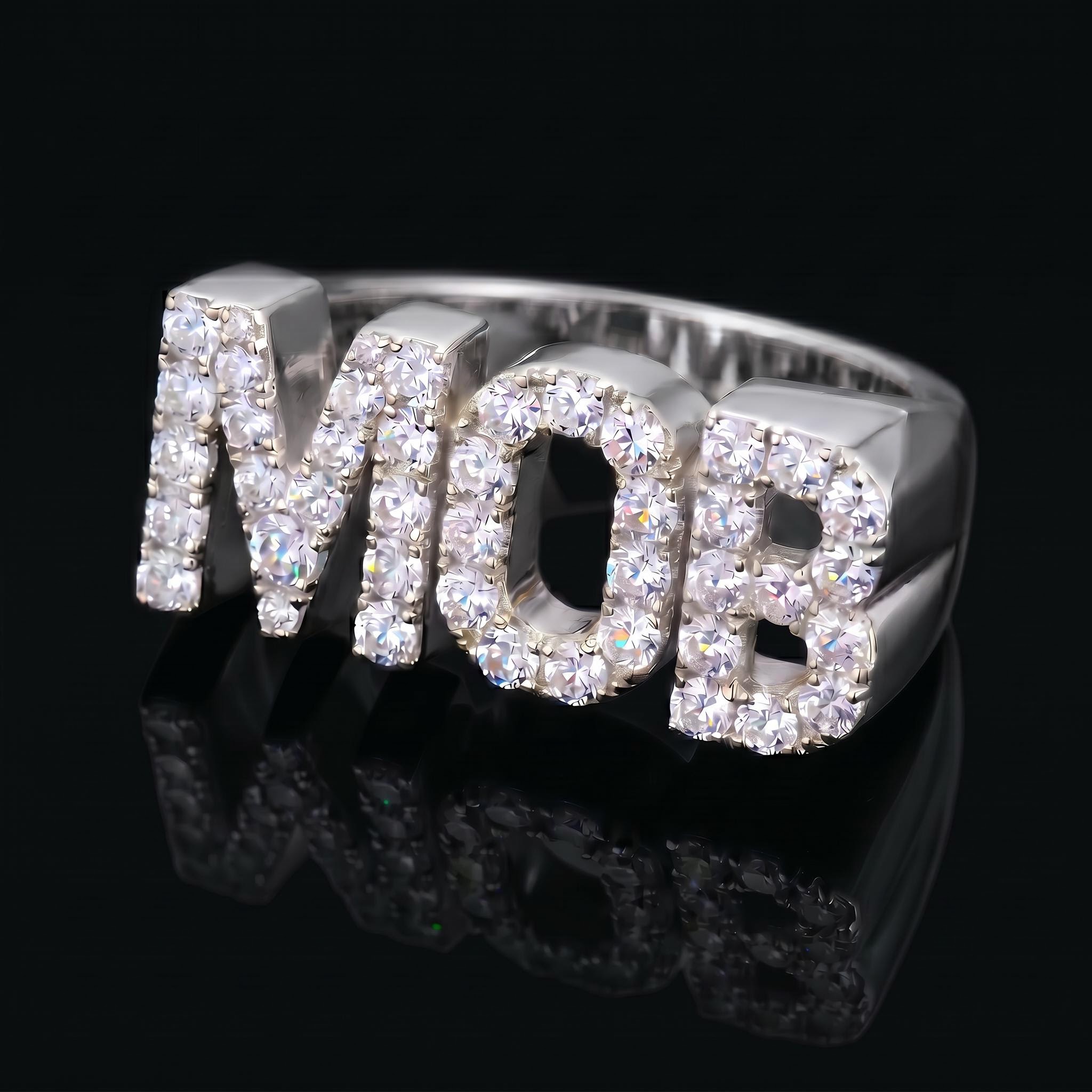 Iced Custom Name Ring