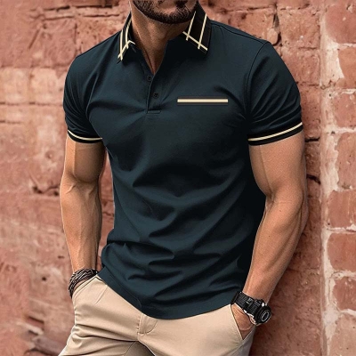 Business Striped Printed Polo Shirt