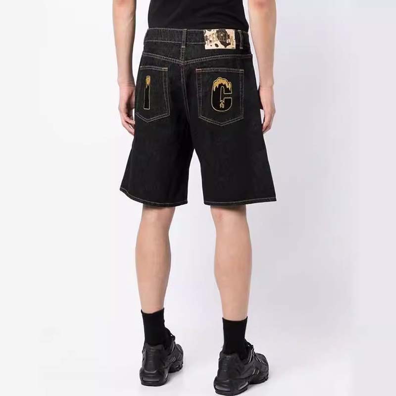 Hip Hop Flying Dog Print Denim Shorts