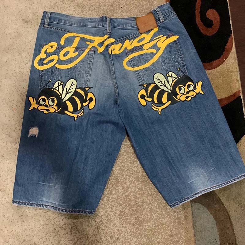 Cute Bee Monogrammed Denim Shorts