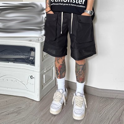 American Black And White Spliced Work Shorts