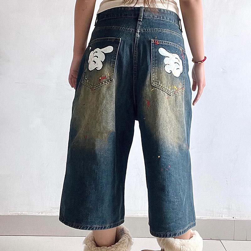 Cartoon Pattern Denim Shorts