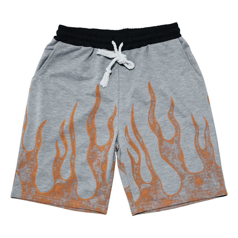 Flame Print Athletic Short Sleeve Suit