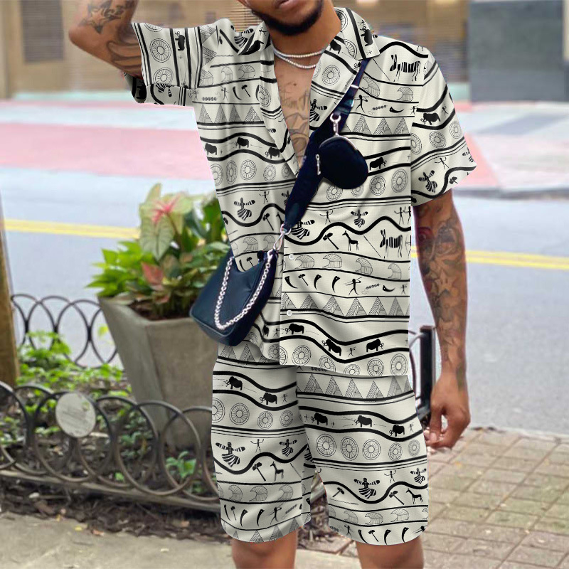 Original Print Hawaiian Short Sleeve Shirt Set