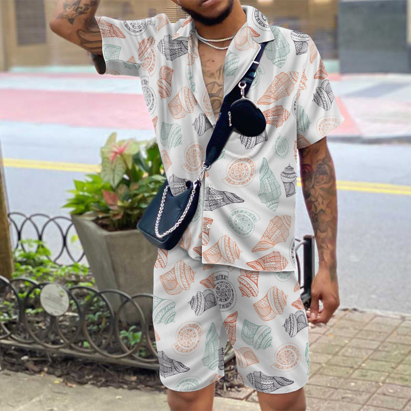 Original Print Hawaiian Short Sleeve Shirt Set