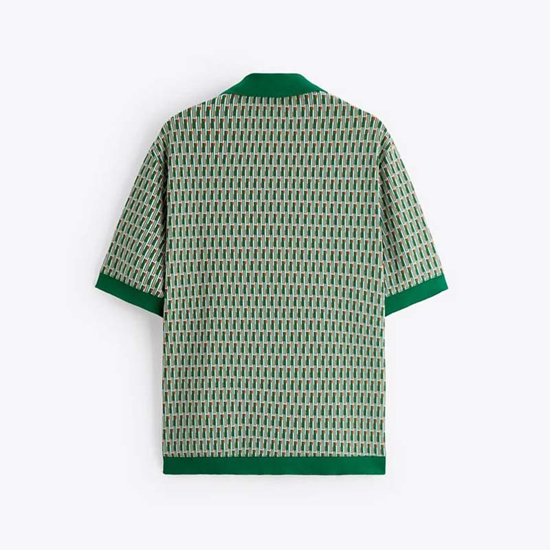 Green Square Vacation Breasted Shirt Set