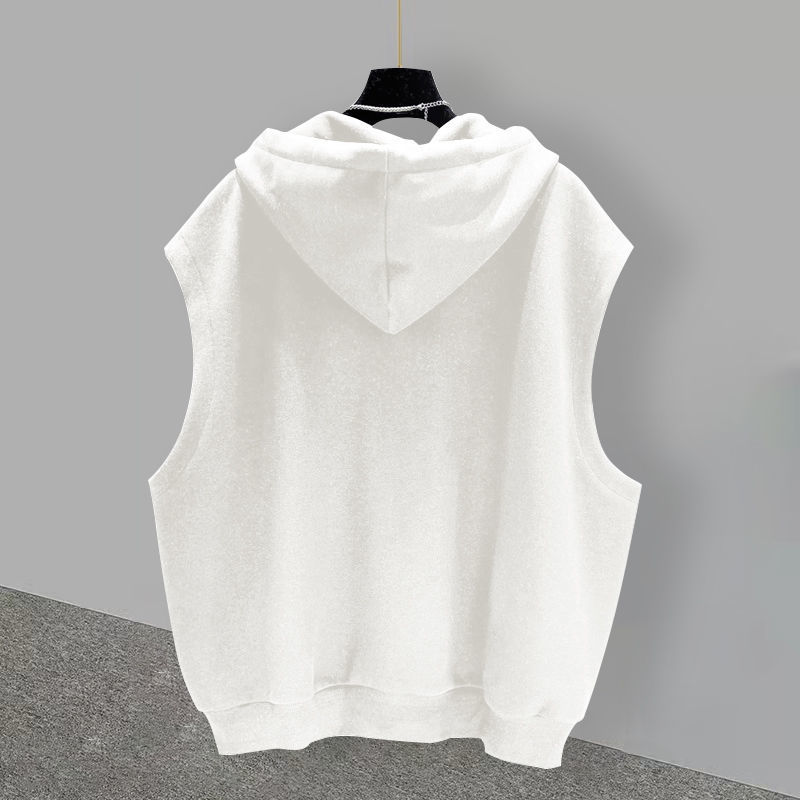 Hooded Sleeveless T-shirt With Zippered Slits
