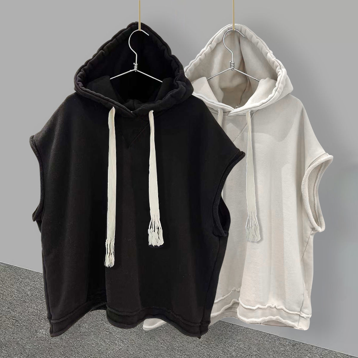 Solid Color Hooded Sleeveless T-Shirt