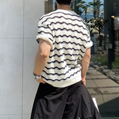 Cut Out Jersey Wave Stripe T-shirt