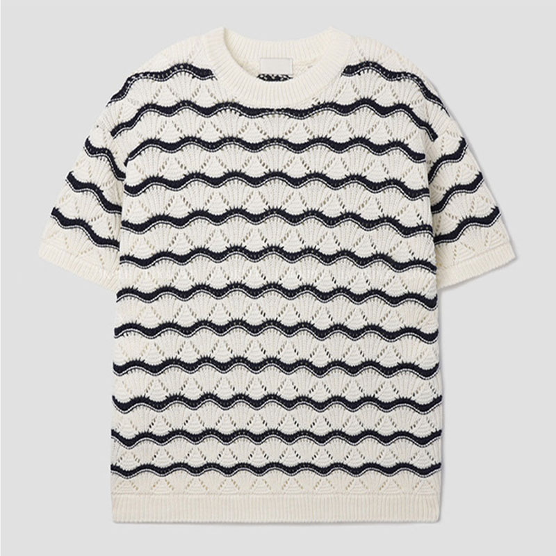 Cut Out Jersey Wave Stripe T-shirt