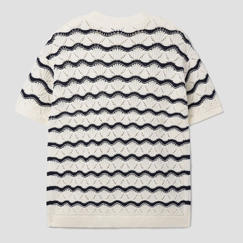 Cut Out Jersey Wave Stripe T-shirt