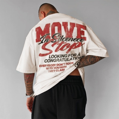 Hip Hop Retro Letter Print Cotton T-Shirt
