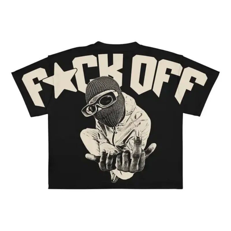 Hip Hop Retro Large Graphic Printed Cotton T-Shirt