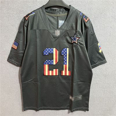 Hip Hop Football Camouflage Flag Colorblocked V-neck T-shirt(Numbers Are Randomized)