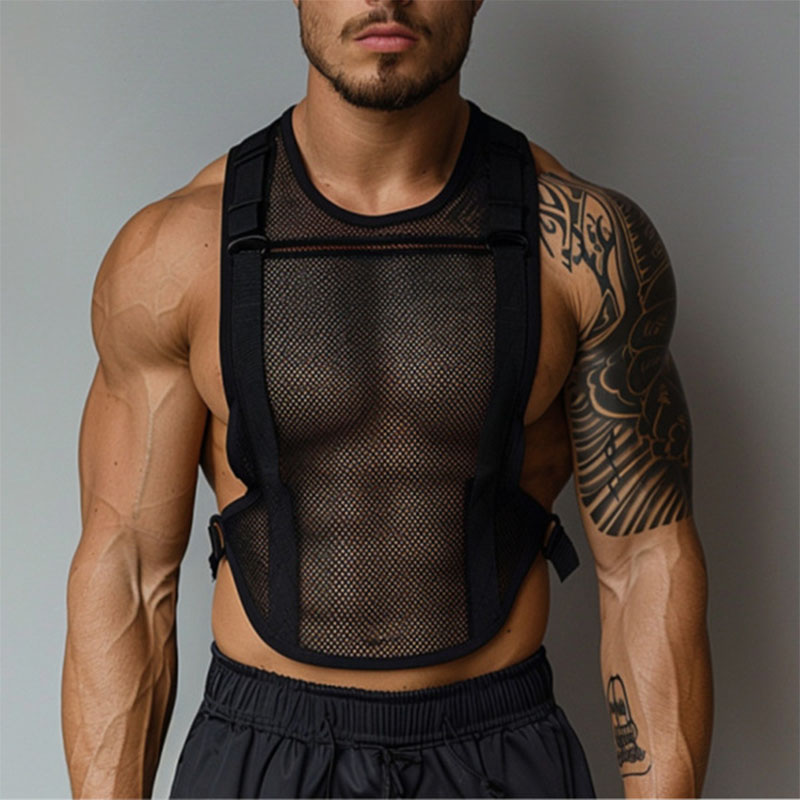 Transparent Mesh Fitness Sleeveless Tank Top