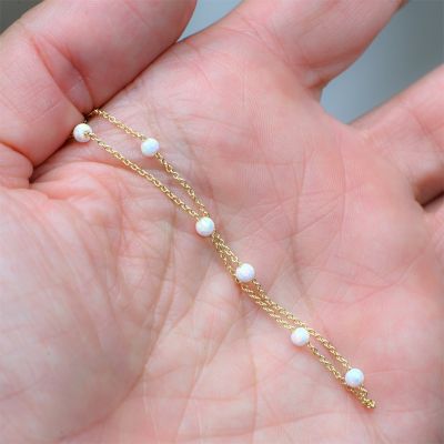 Spaced Tiny White Opal Bracelet
