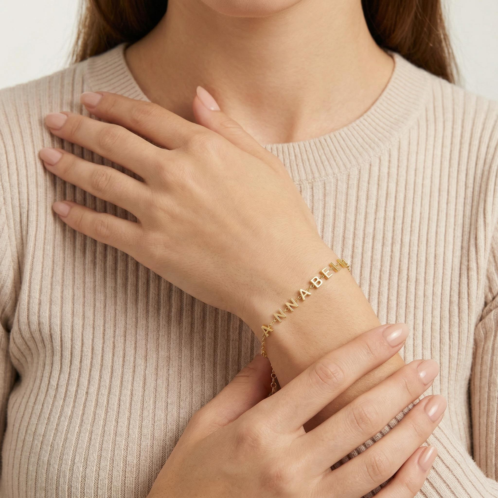 Customized Spaced Letters Bracelet