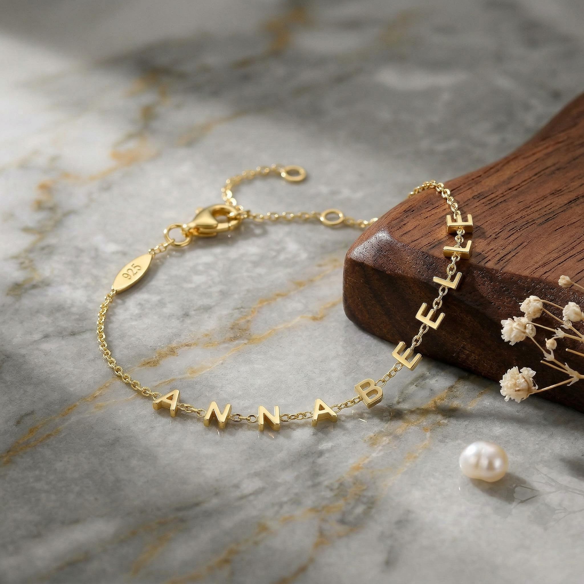 Customized Spaced Letters Bracelet