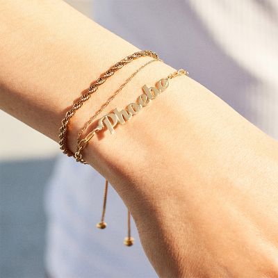 Customized Name Paperclip Chain Toggle Bracelet