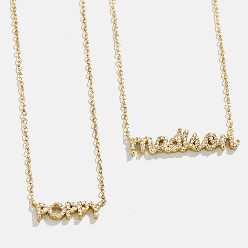 Customized Pavé Nameplate Necklace