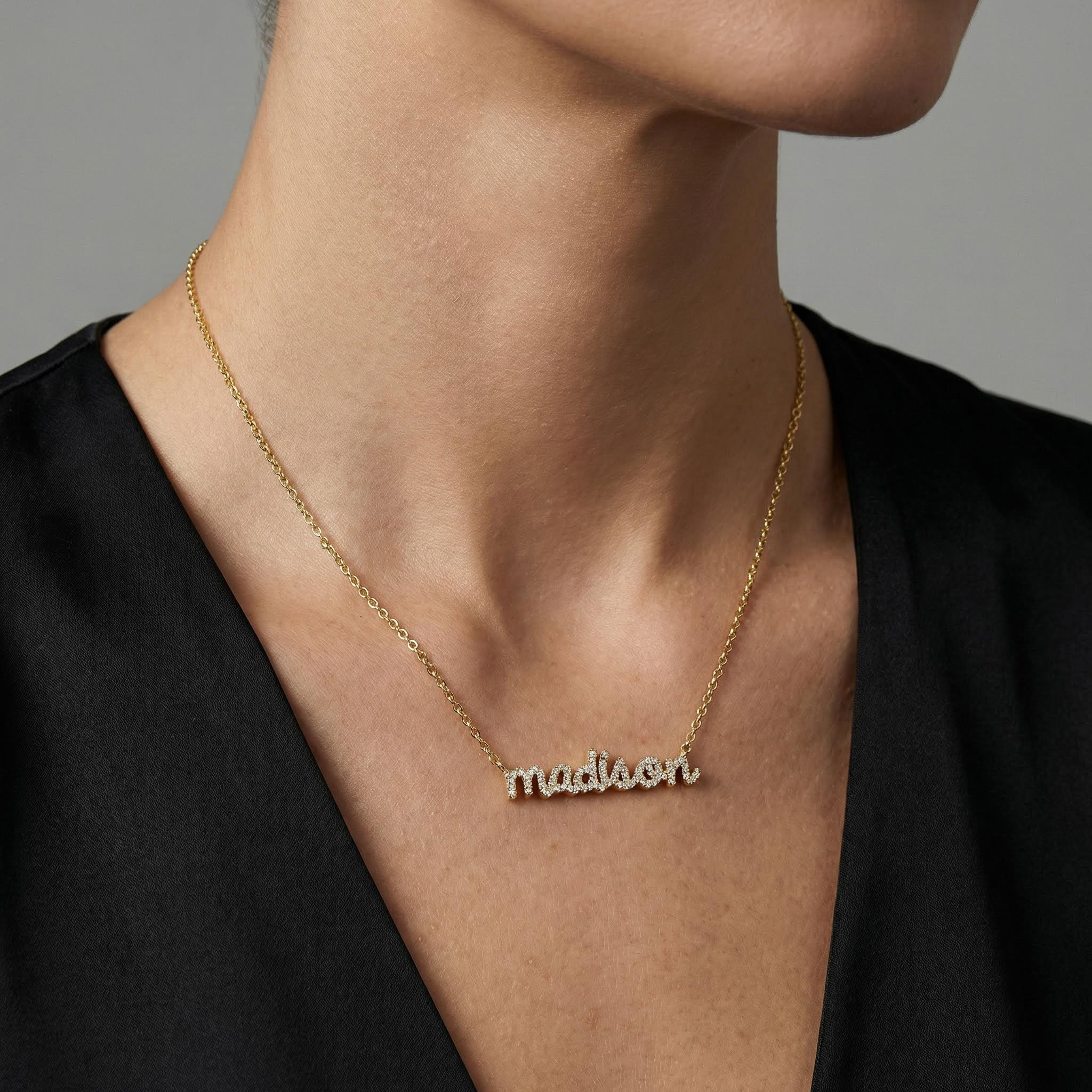 Customized Pavé Nameplate Necklace