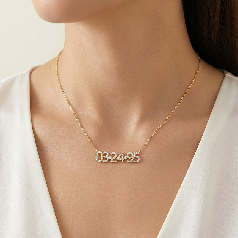 Customized Diamond Number Necklace