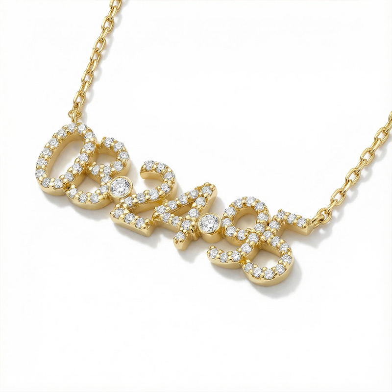Customized Diamond Number Necklace