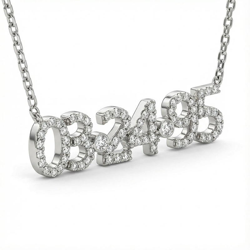 Customized Diamond Number Necklace